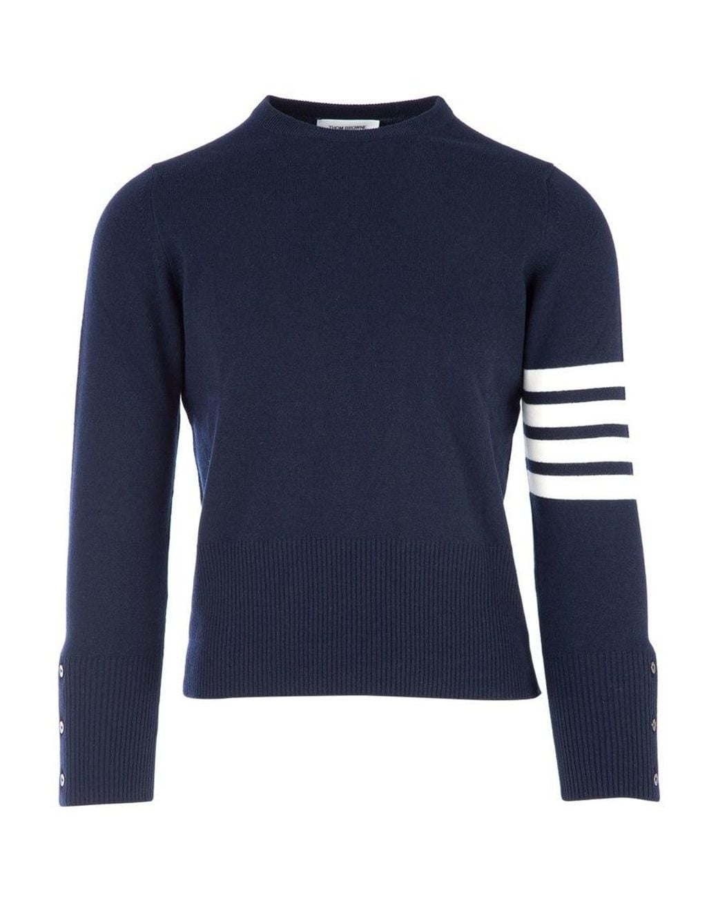 Thom Browne Blue Bar Crewneck Jumper for men