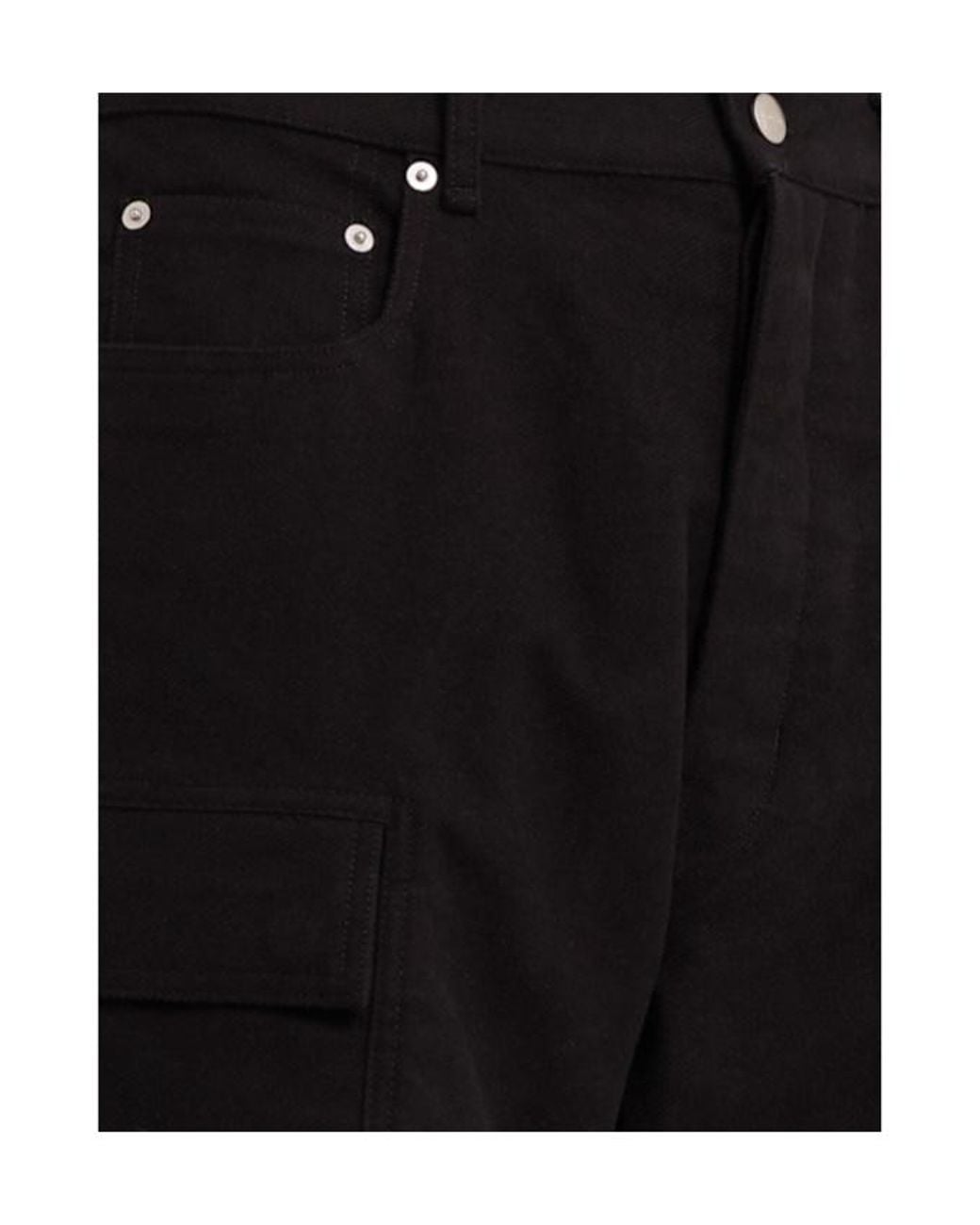 Rick Owens Black Double Cargo Cotton Jeans for men