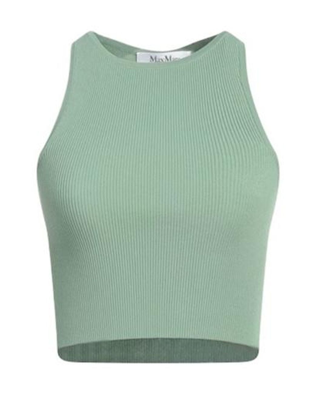 Max Mara Green Solid Sleeveless Cropped Top