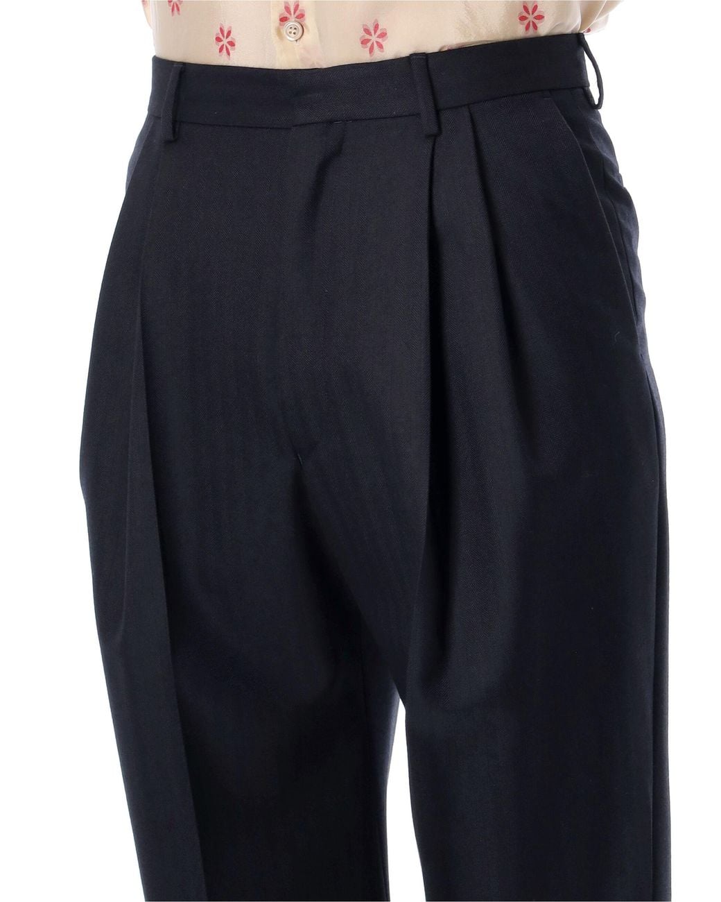 Dries Van Noten Blue High-Waisted Straight-Leg Trousers for men
