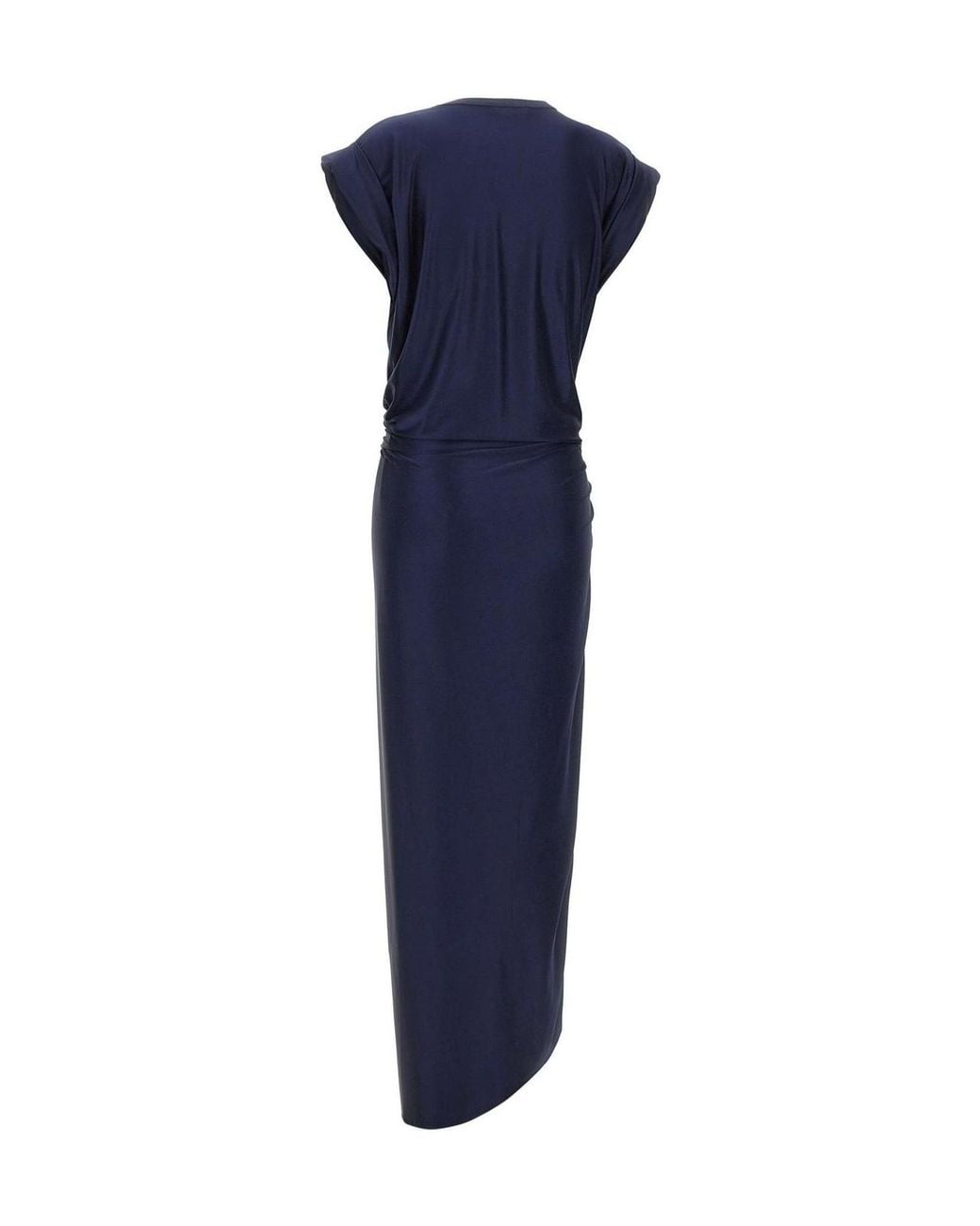 Rabanne Blue Rabanne Draped Pierced Midi Dress