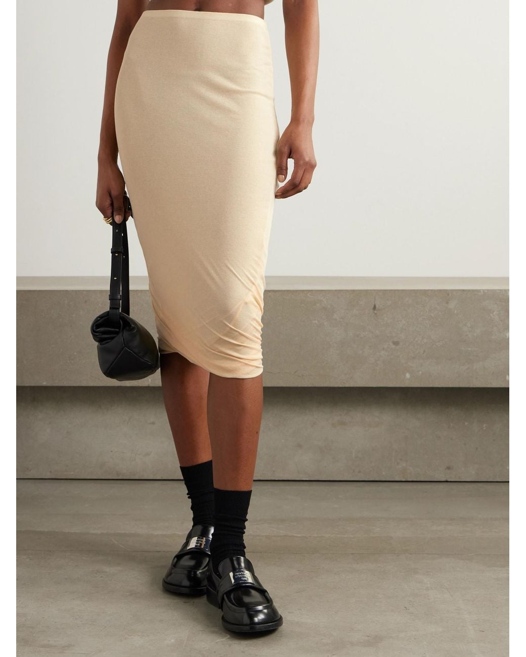 Jil Sander Natural Cotton-Crepe Midi Skirt