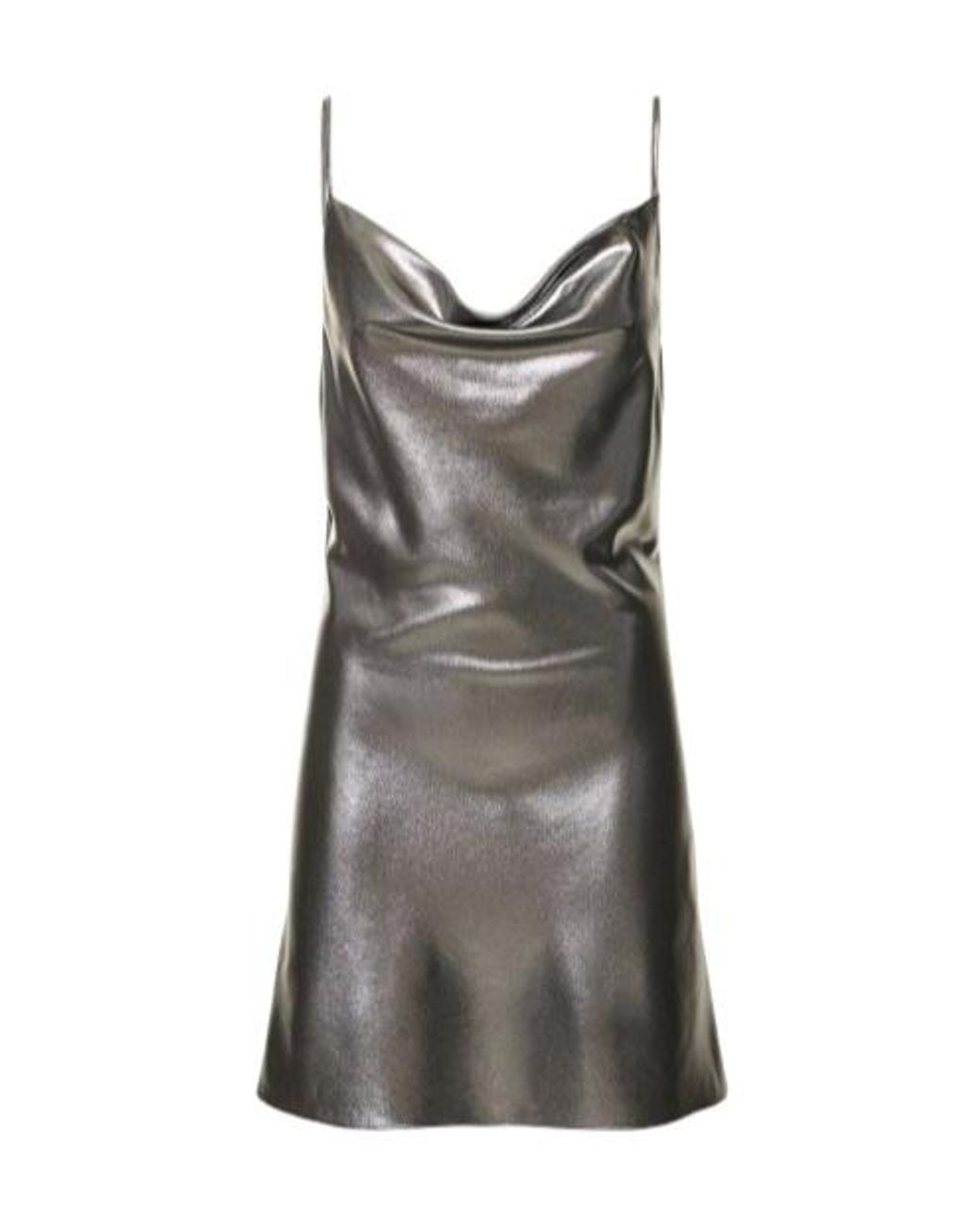 ROTATE BIRGER CHRISTENSEN Gray Metal Pendant Mini Sling Dress