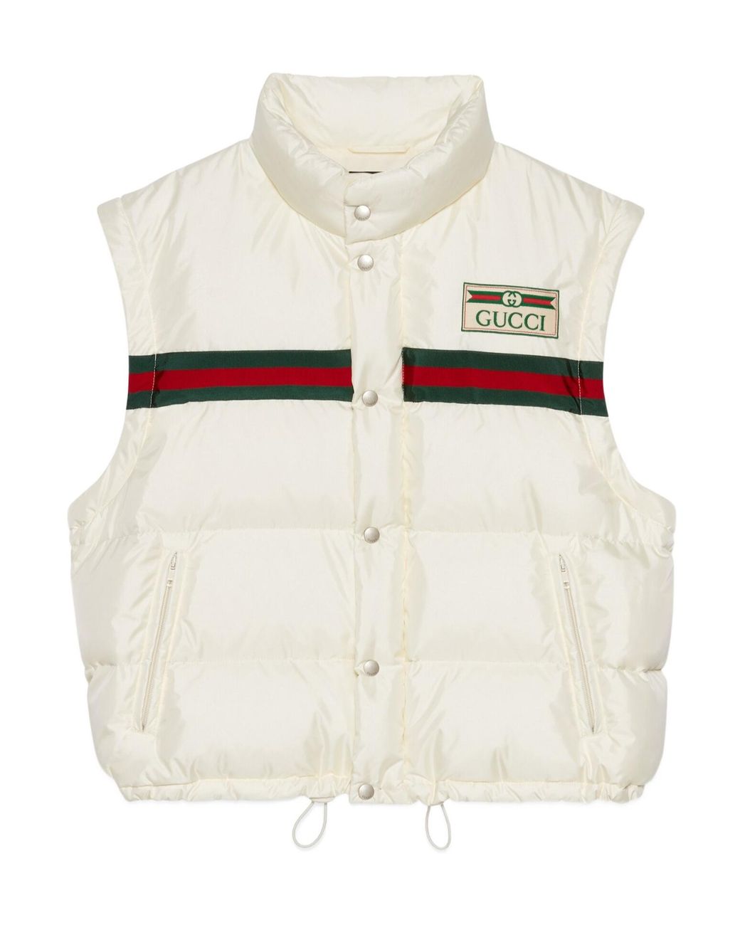Gucci White Logo-Patch Padded Bomber Jacket