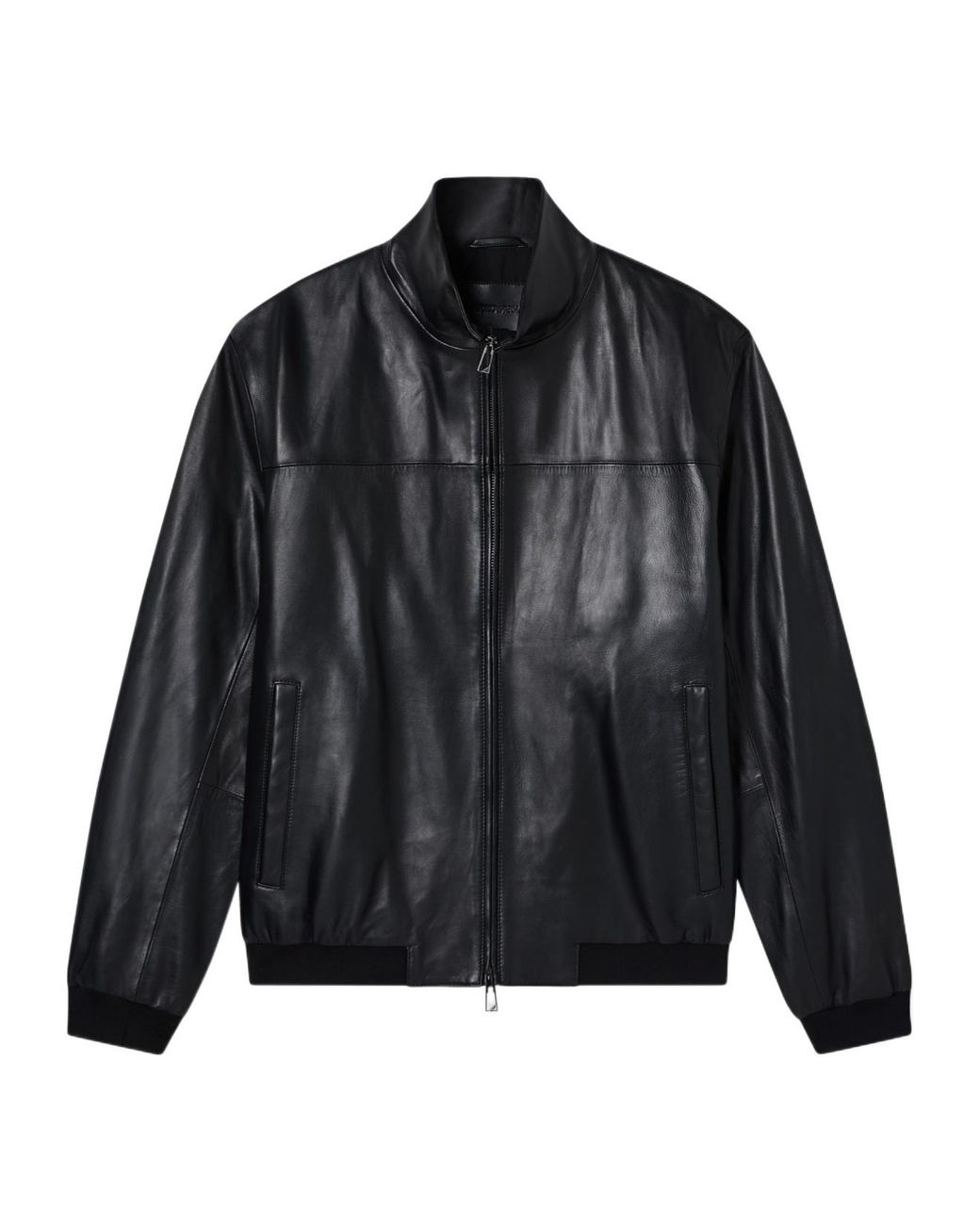 Emporio Armani Black Zip-Up High Neck Jacket for men