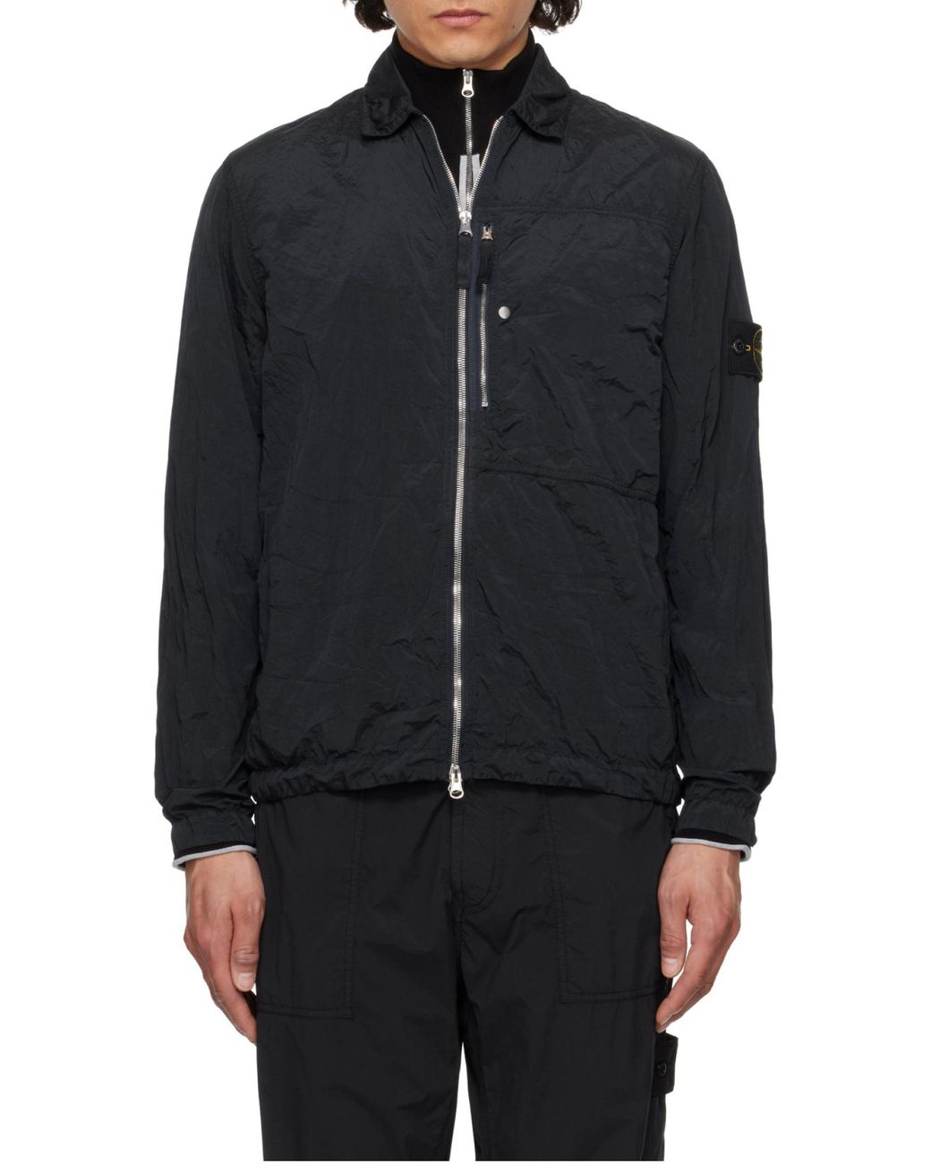 Stone Island Blue Compass Patch Zip-Up Jacket for men