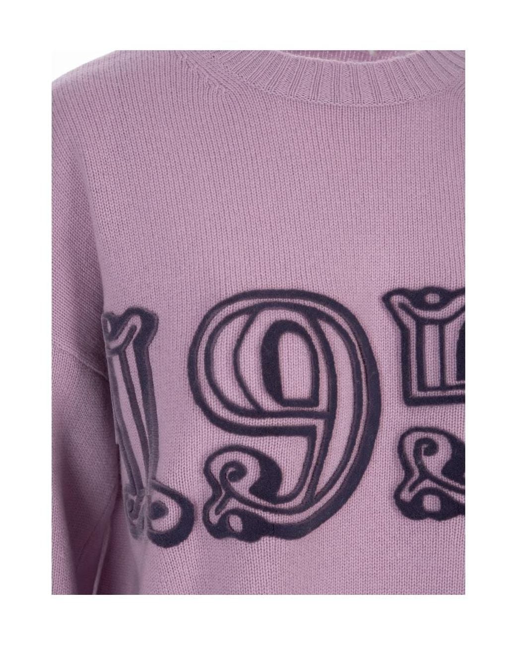 Max Mara Purple Wool Cashmere Round Neck Sweater