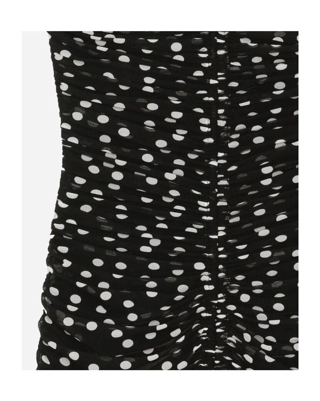 Dolce & Gabbana Black Polka-Dot Printed Draped Mini Tulle Dress