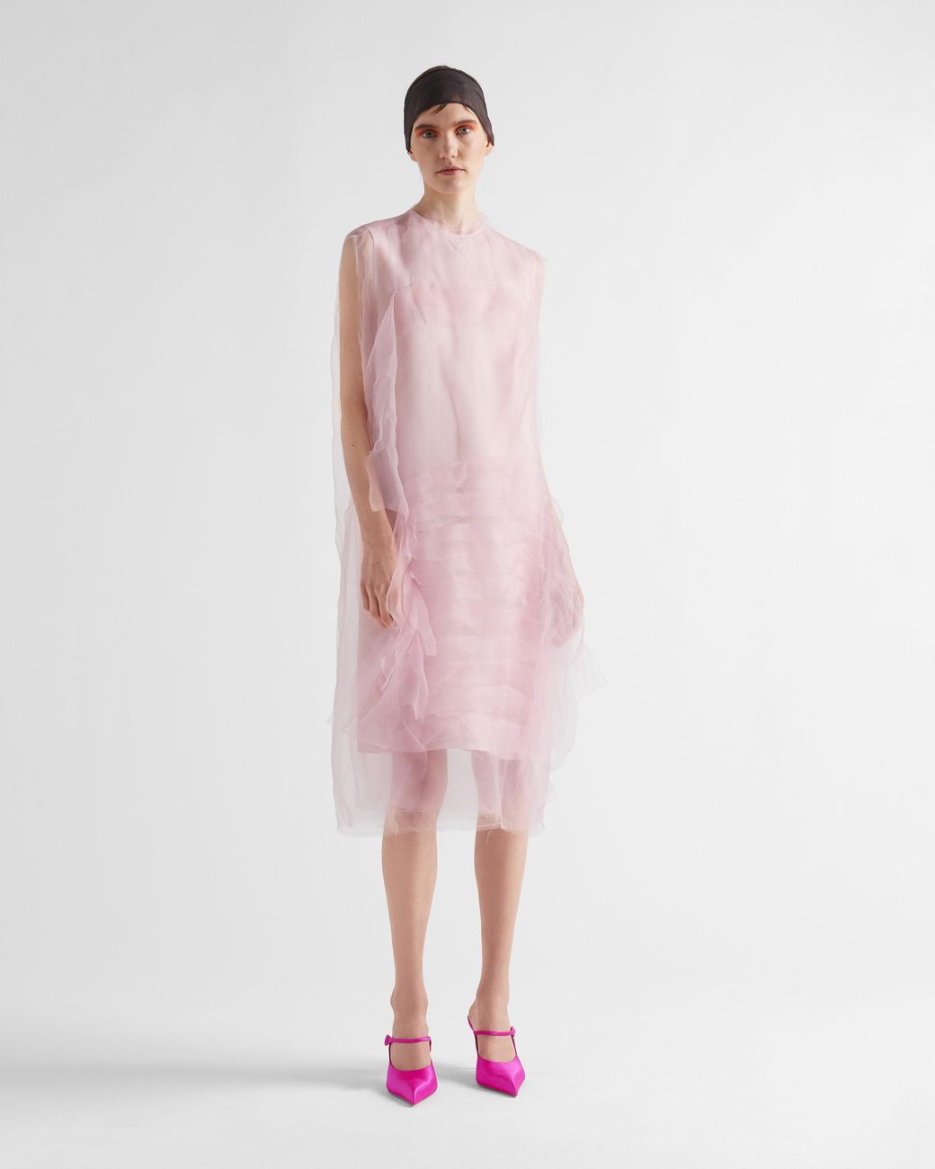 Prada Pink Sleeveless Technical Voile Dress