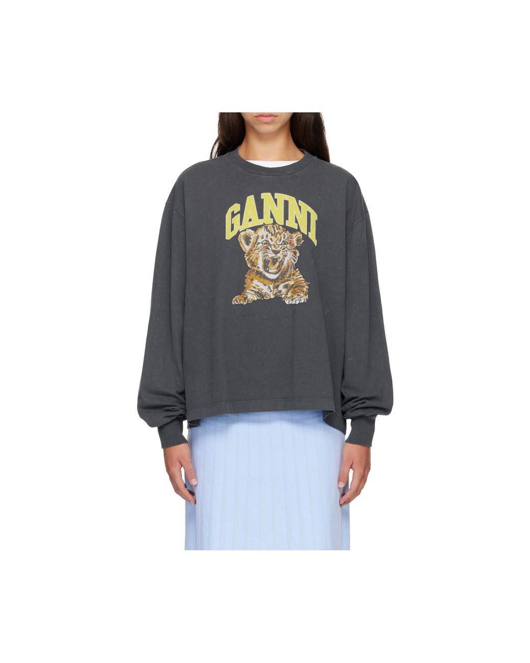 Ganni Black Logo Tiger Long Sleeve T-Shirt