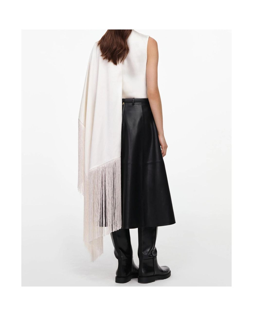 Self-Portrait Black Tasseled Scarf-Style Top