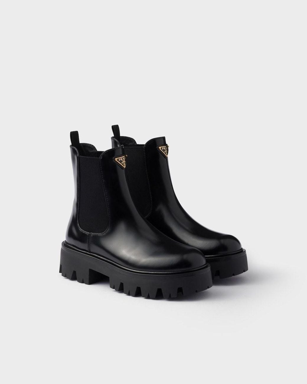 Prada Logo Plaque Slip-On Chelsea Boots in Black | Lyst