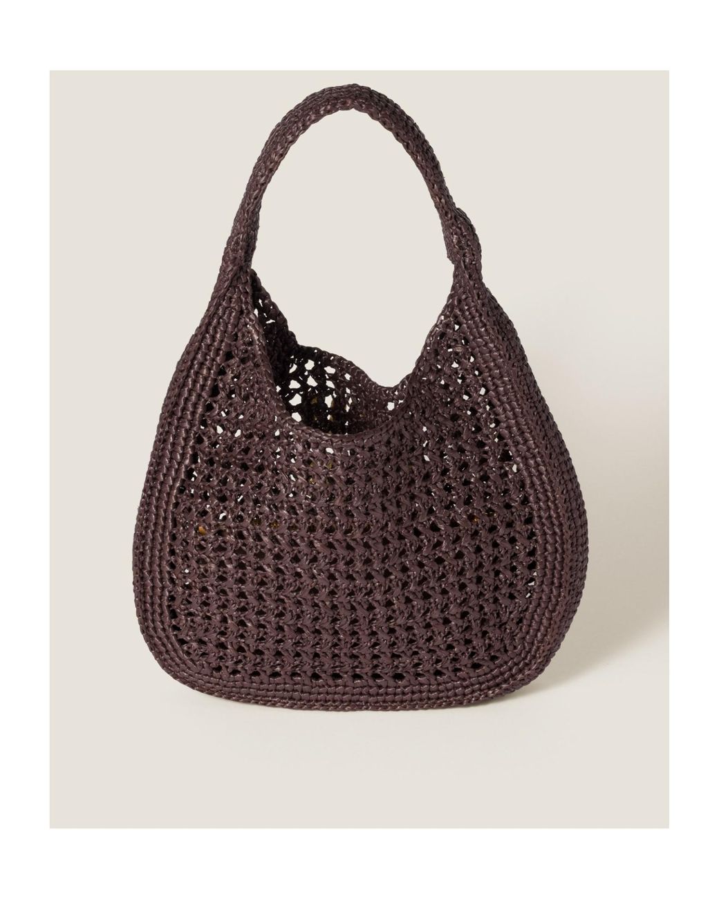Miu Miu Brown Logo-Embroidered Woven Shopping Bag