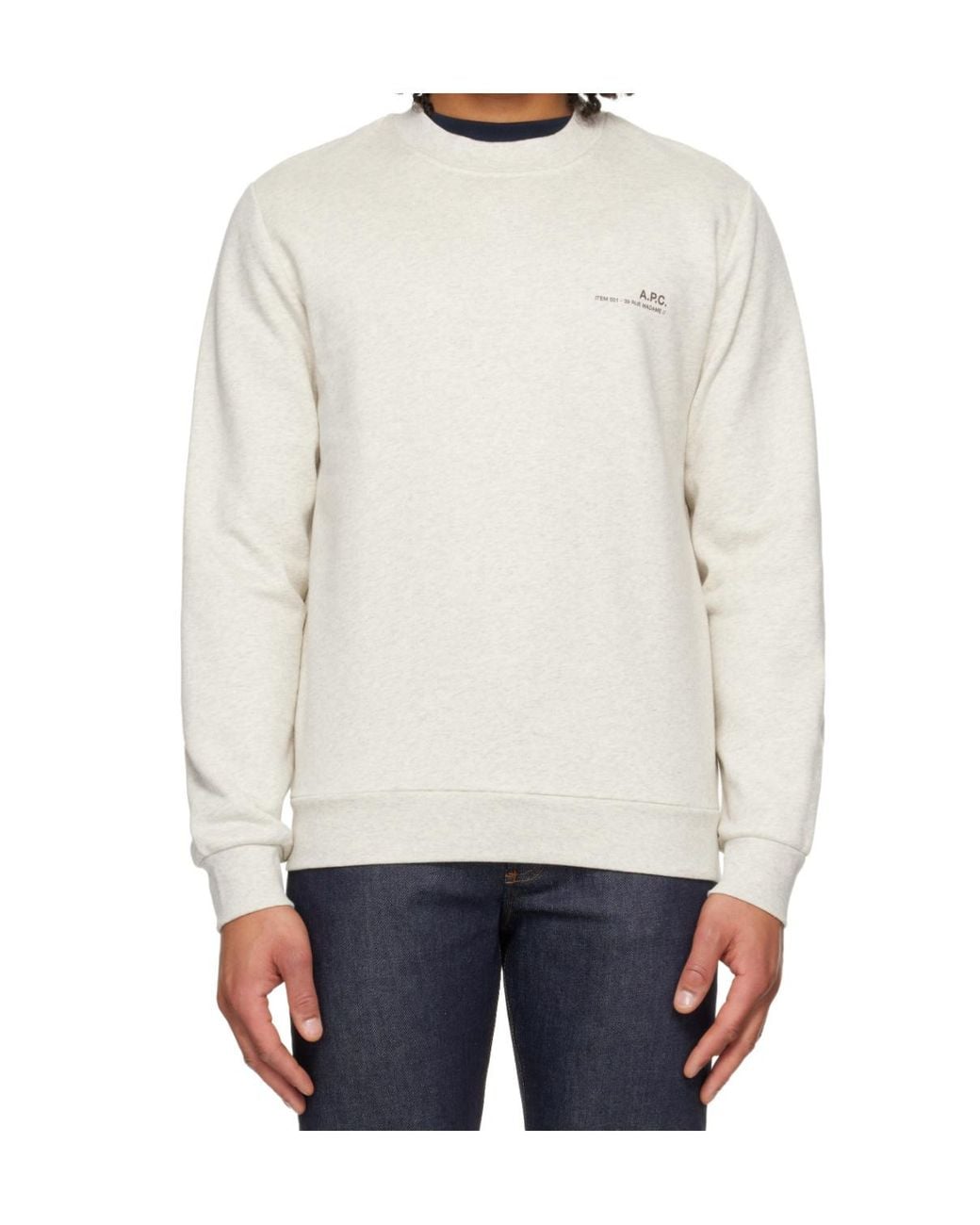 A.P.C. White Long-Sleeved Crew Neck Sweatshirt for men