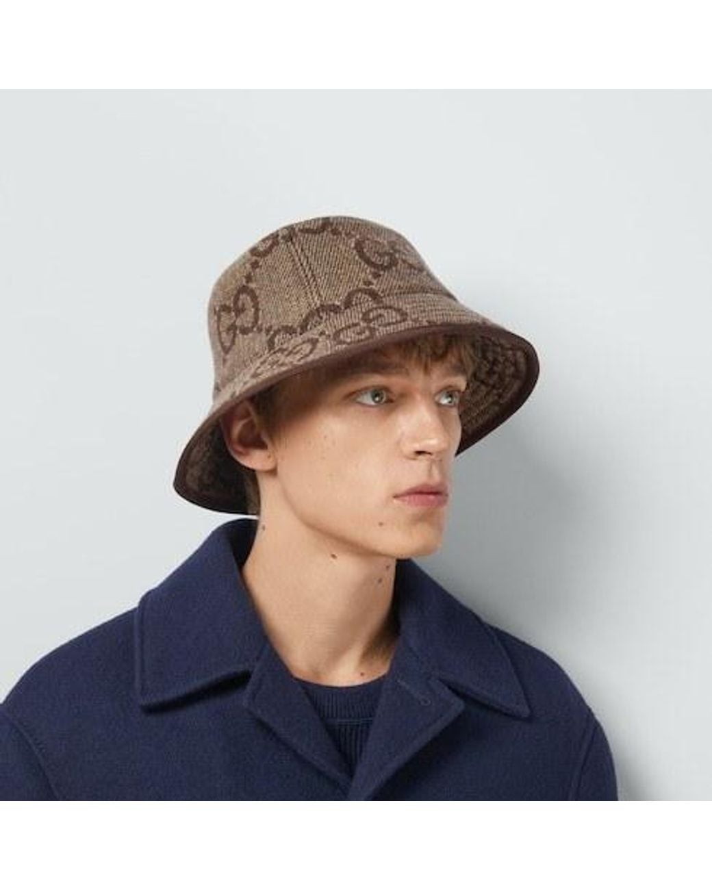 Gucci Brown Monogrammed Bucket Hat for men