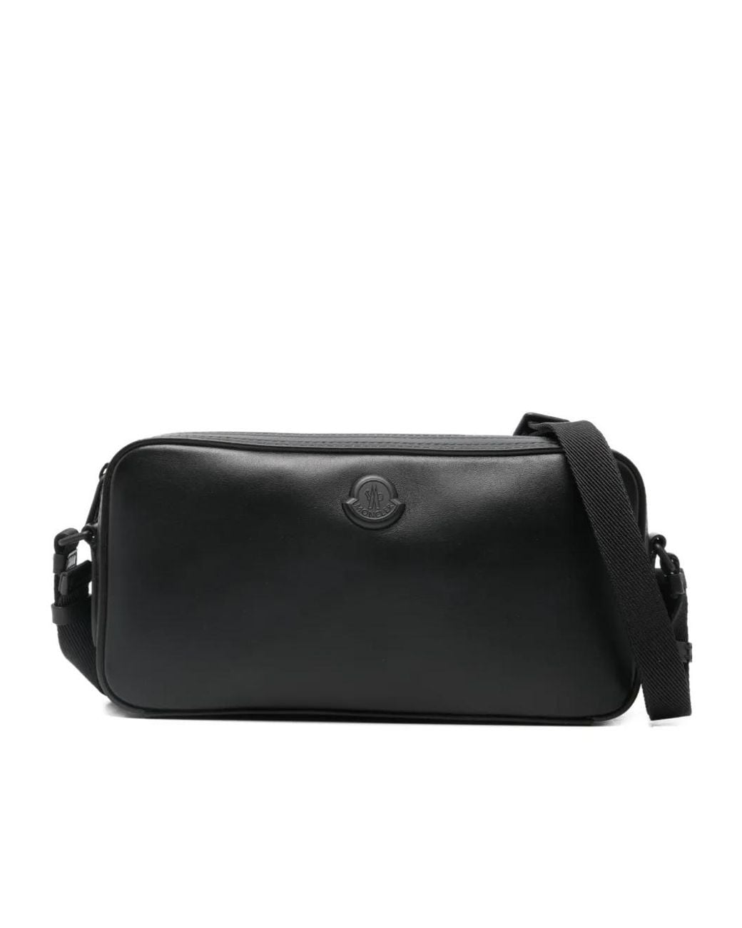Moncler Black Carlo Zip-Up Messenger Bag for men