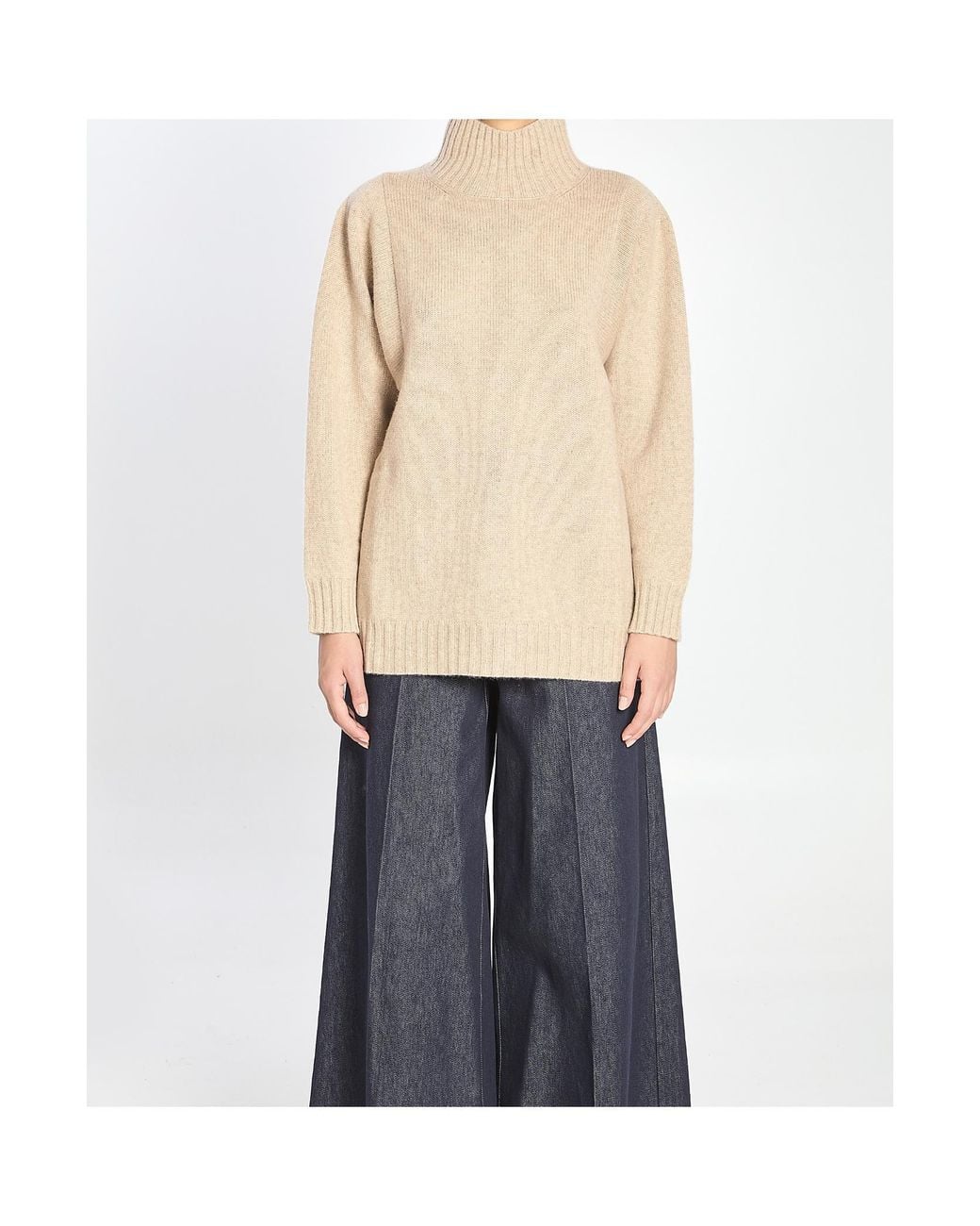 Max Mara Natural Turtleneck Knitted Jumper