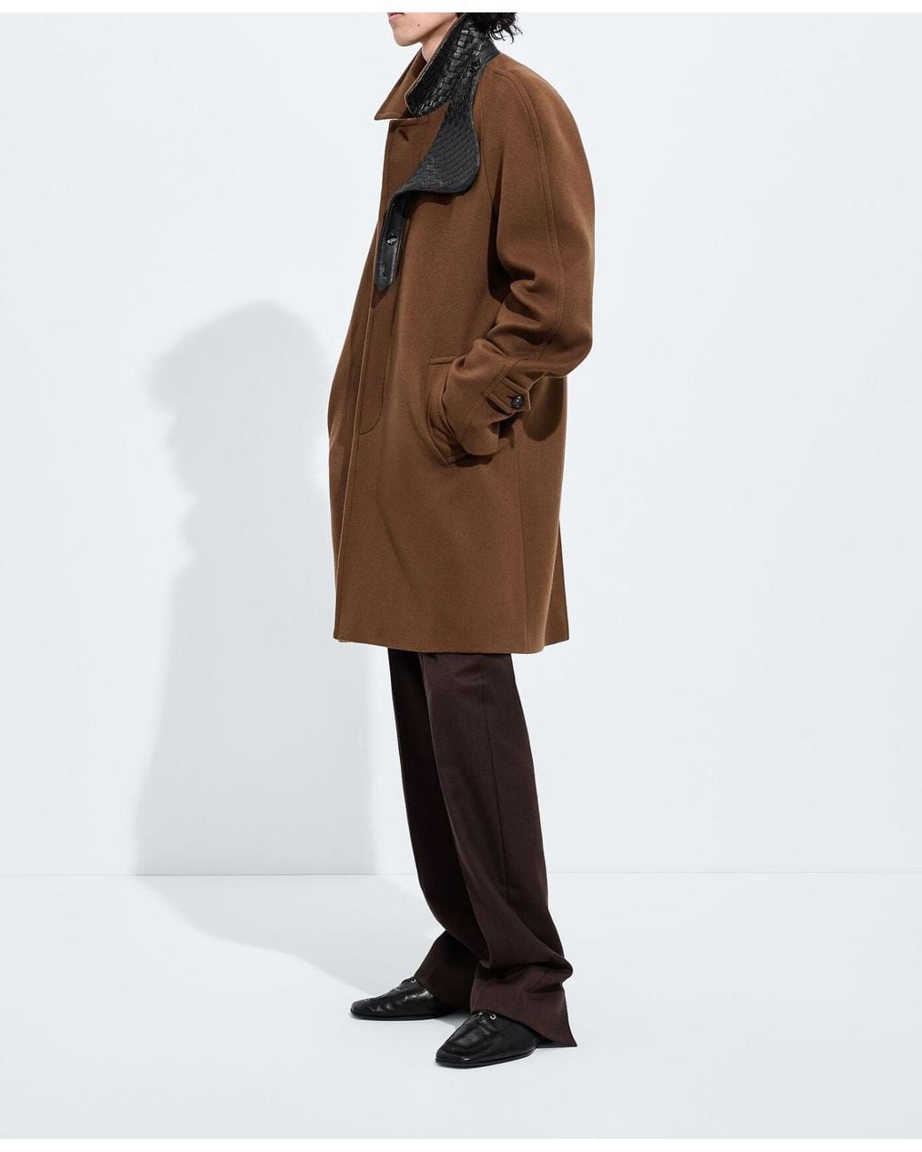 Bottega Veneta Brown Intrecciato Throat Latch Coat for men