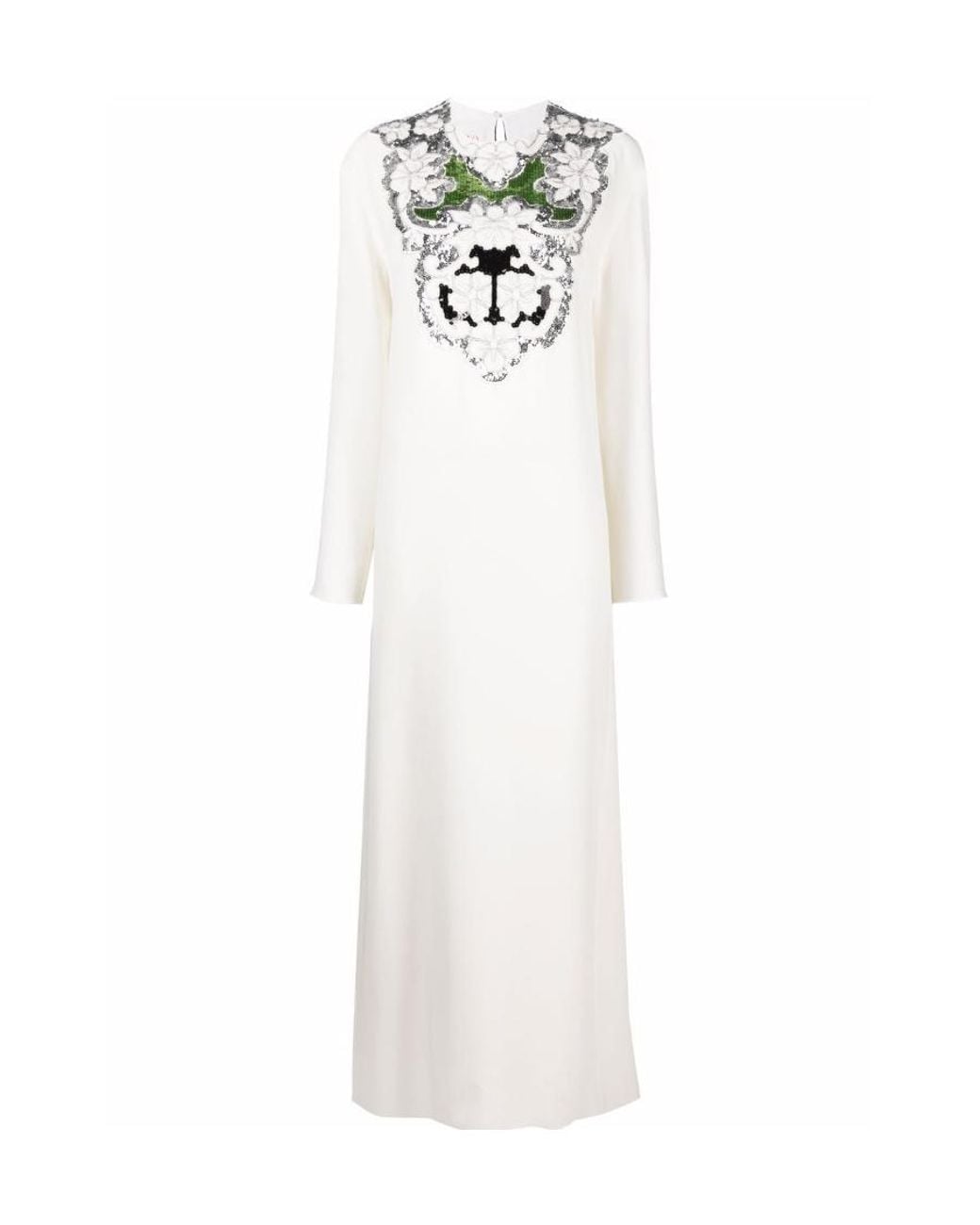 Valentino White Sequin-Embellished Long Dress