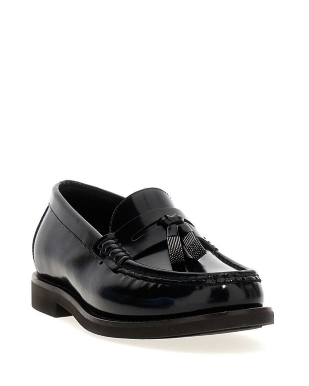 Brunello Cucinelli Black Monili Tassel-Detailed Loafers