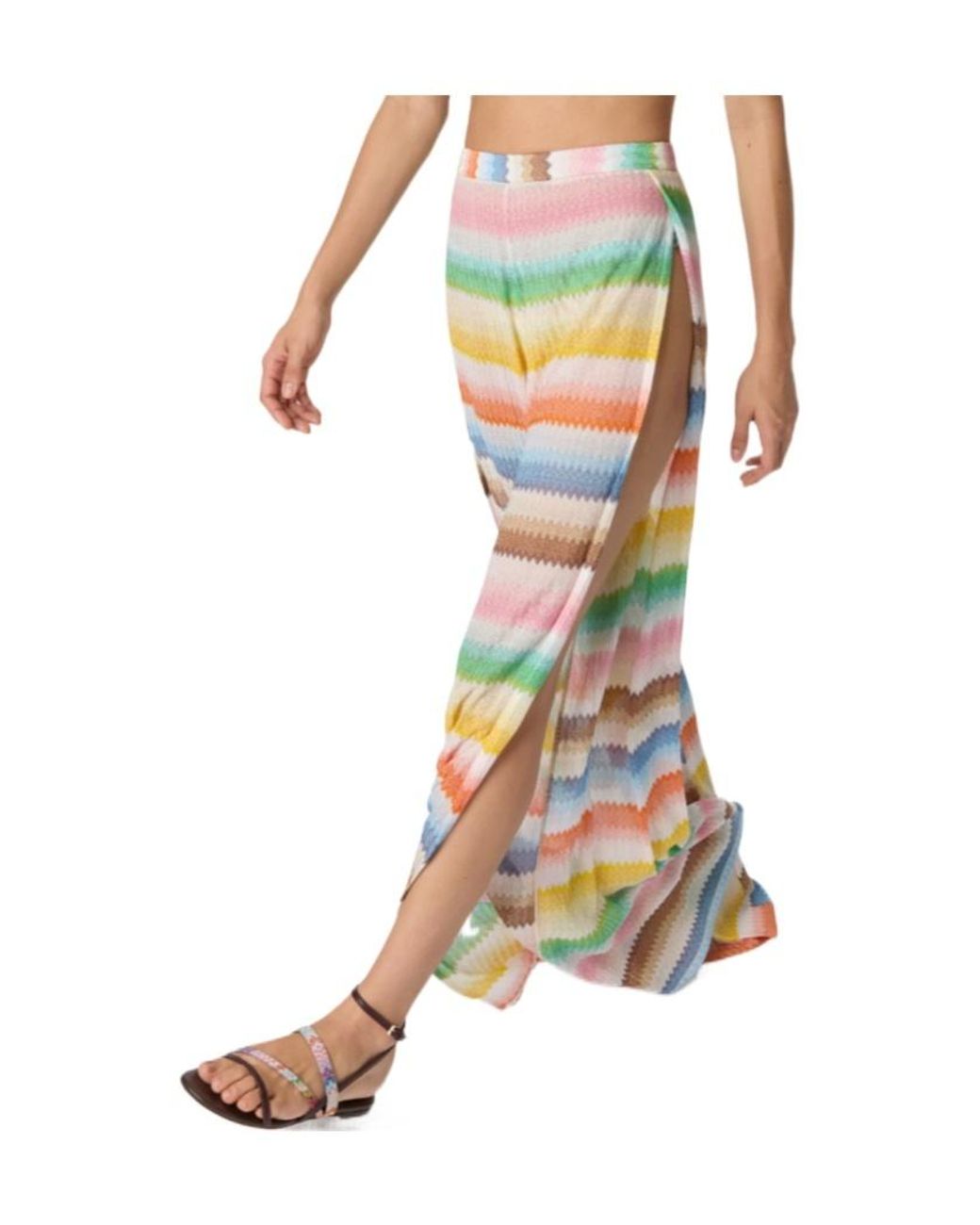 Missoni Gray Beach Cover-Up Pants With Dégradé Zigzag Pattern And Slits