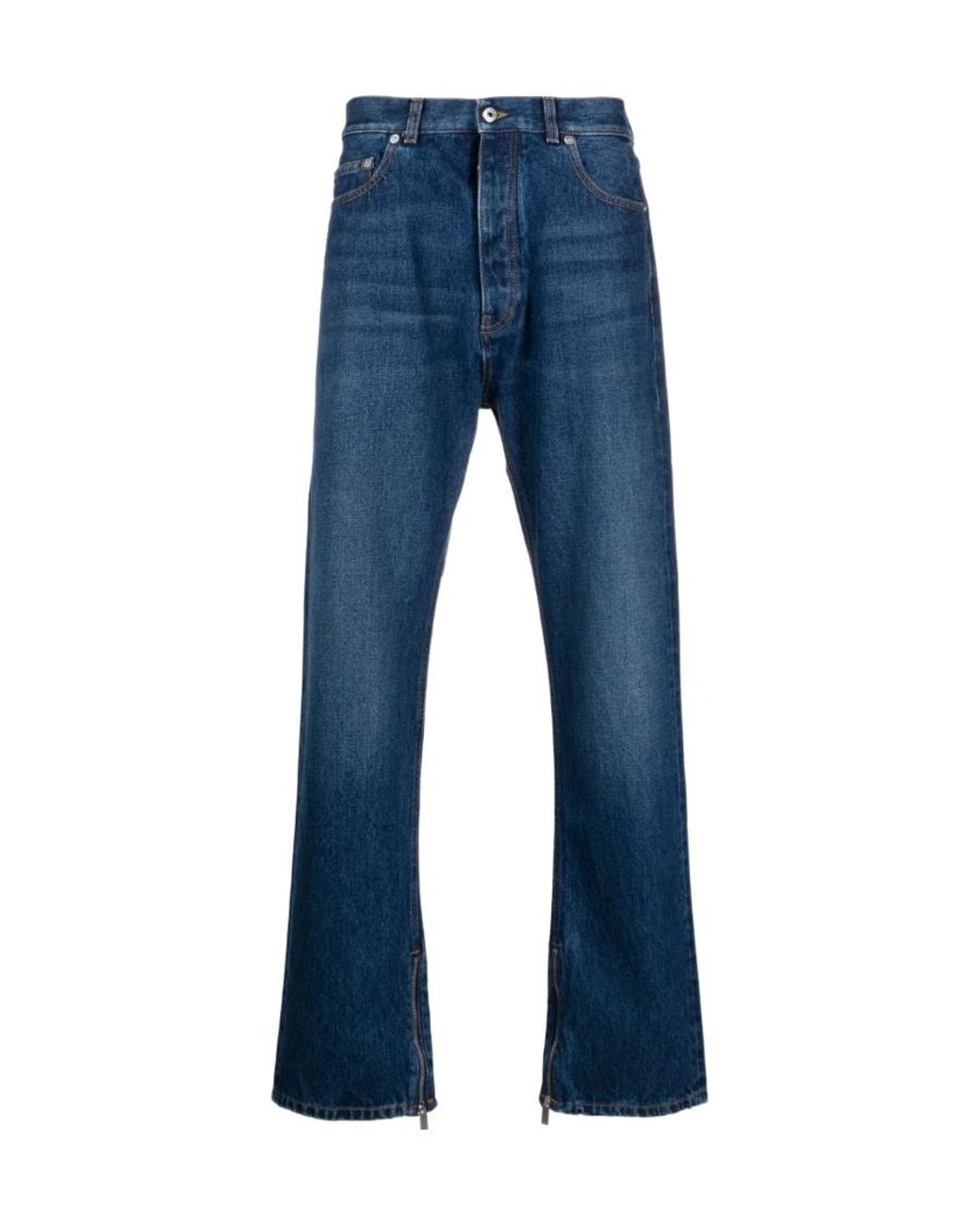 Off-White c/o Virgil Abloh Blue Logo Patch Straight-Leg Jeans for men