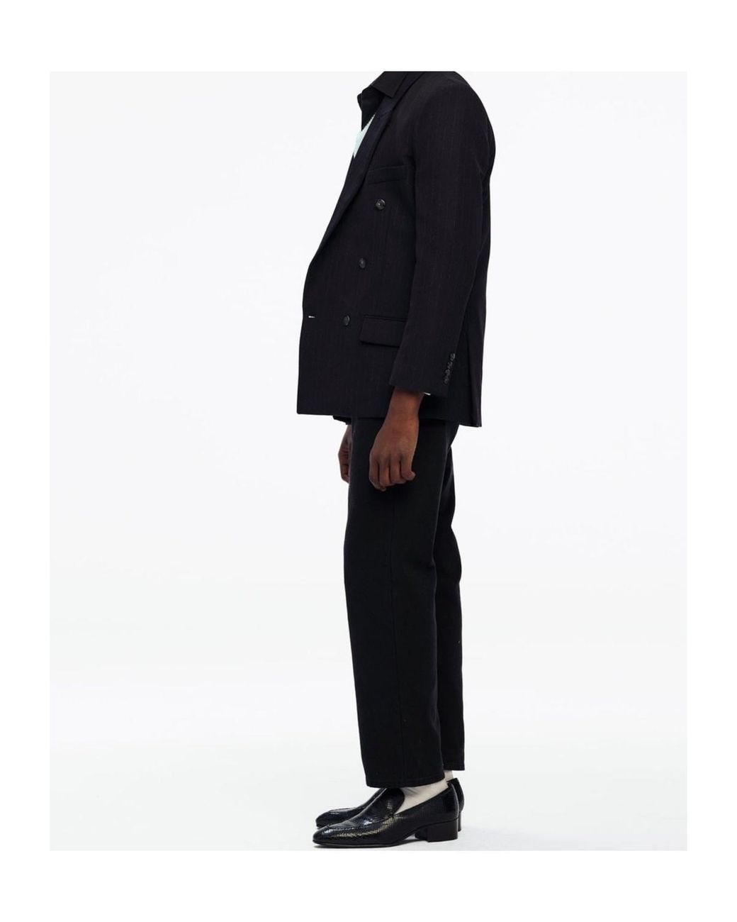Willy Chavarria Blue Double-Breasted Suit Jacket for men