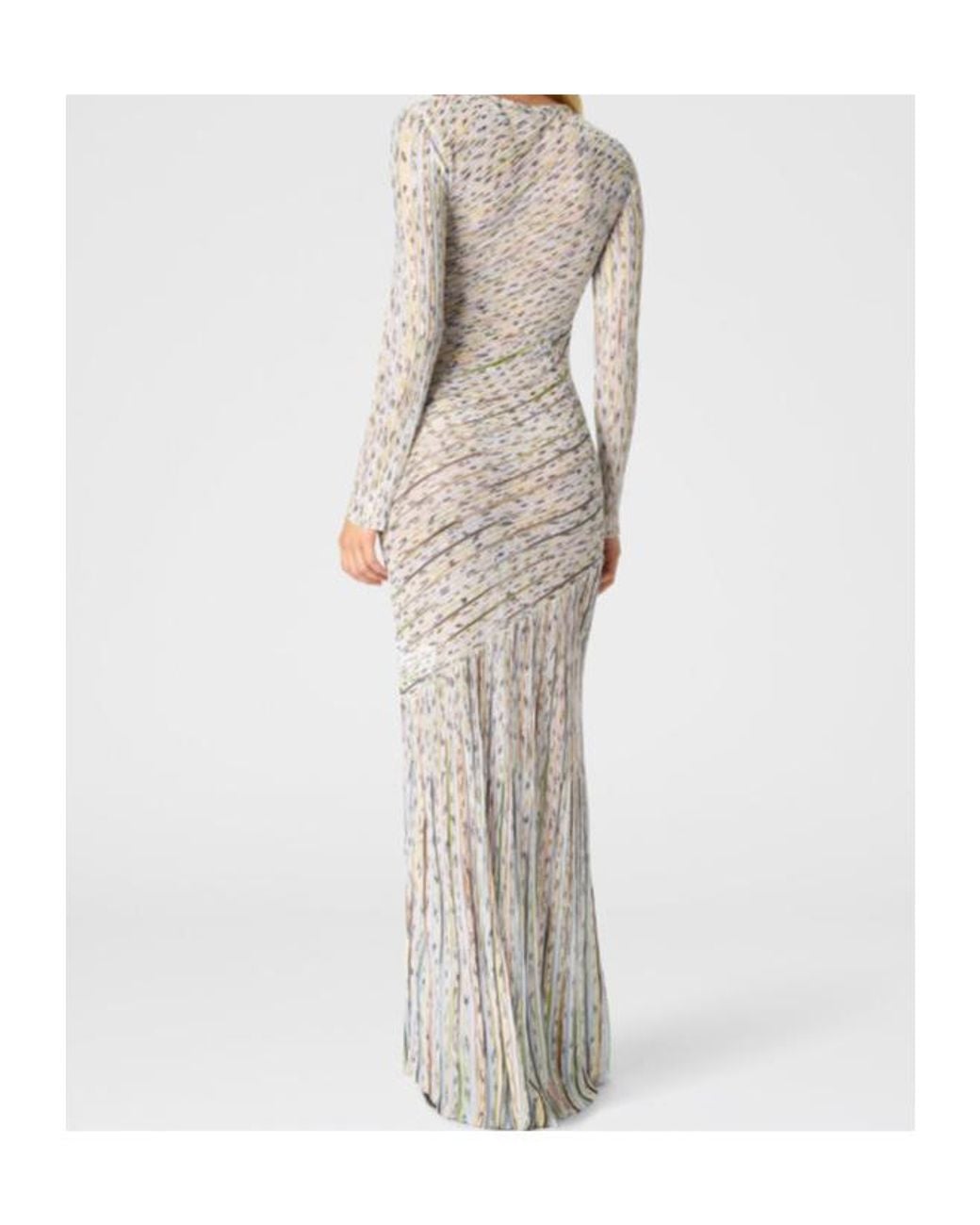 Missoni White Pleated Long-Sleeved Maxi Dress