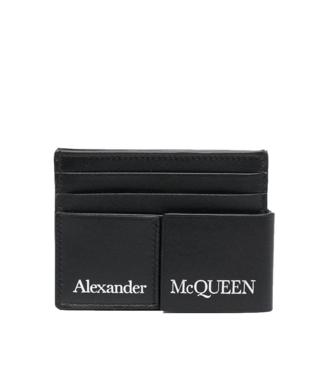McQueen Black Logo Printed Cardholder for men