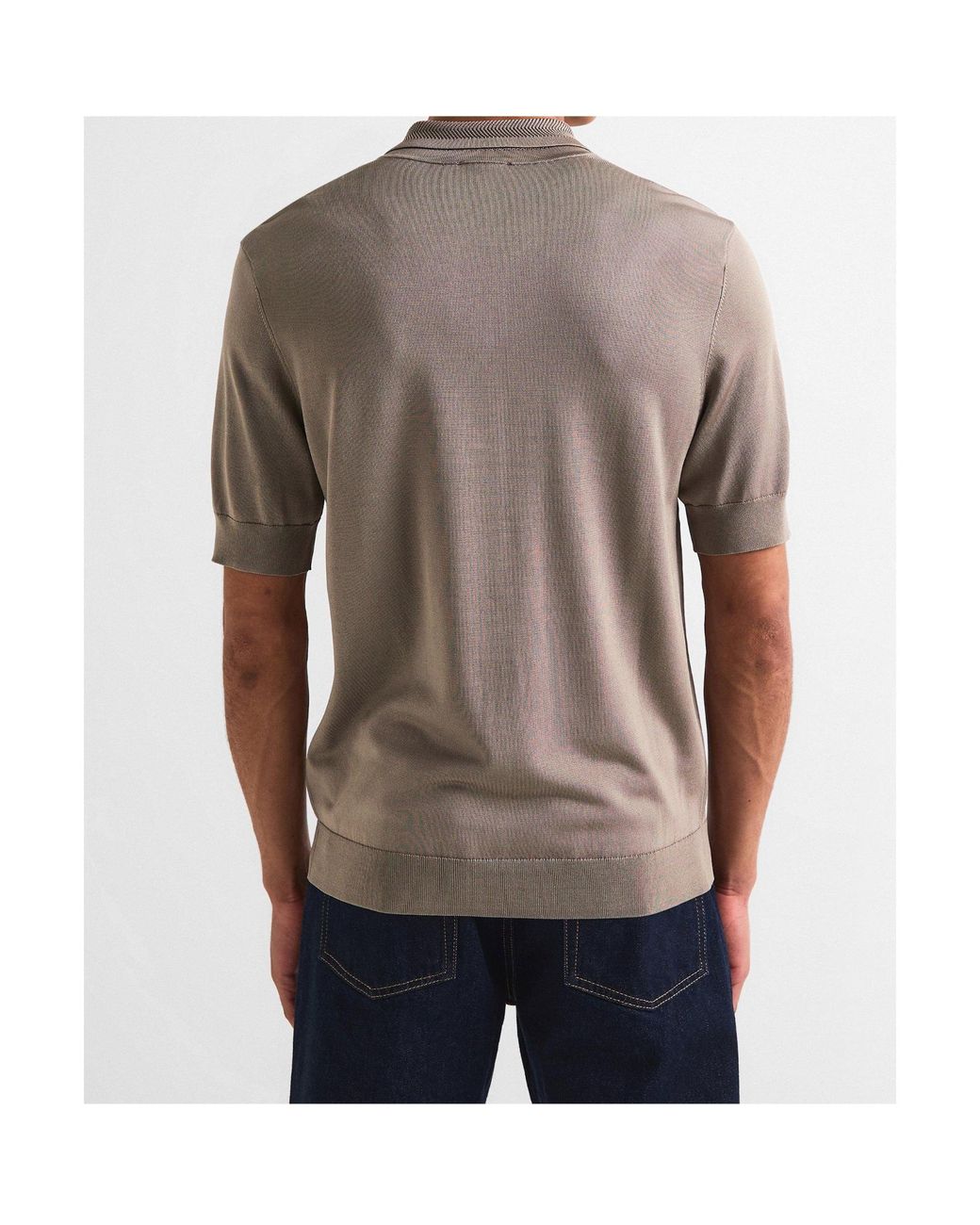 Boss Gray Short-Sleeved Zip-Up Polo Shirt for men
