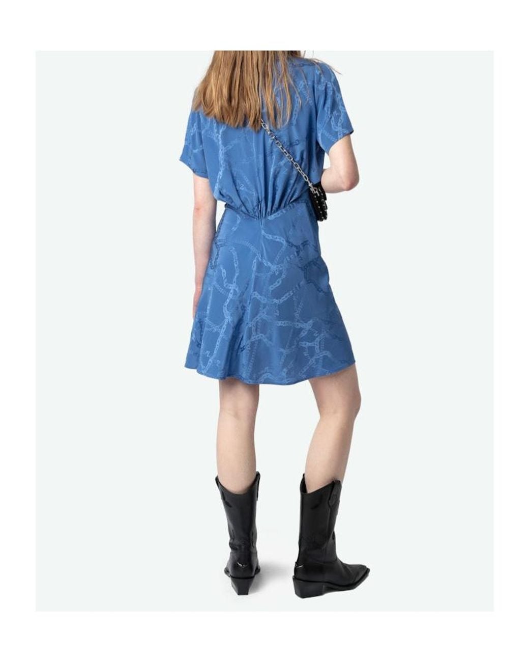 Zadig & Voltaire Blue Rozom Chain Jacquard Mini Dress
