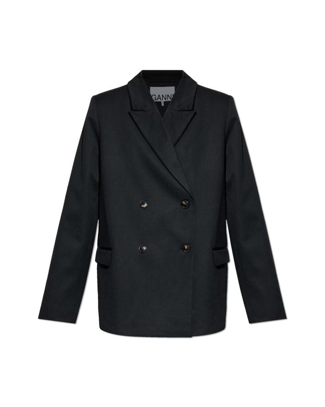 Ganni Black Double-Breasted Blazer