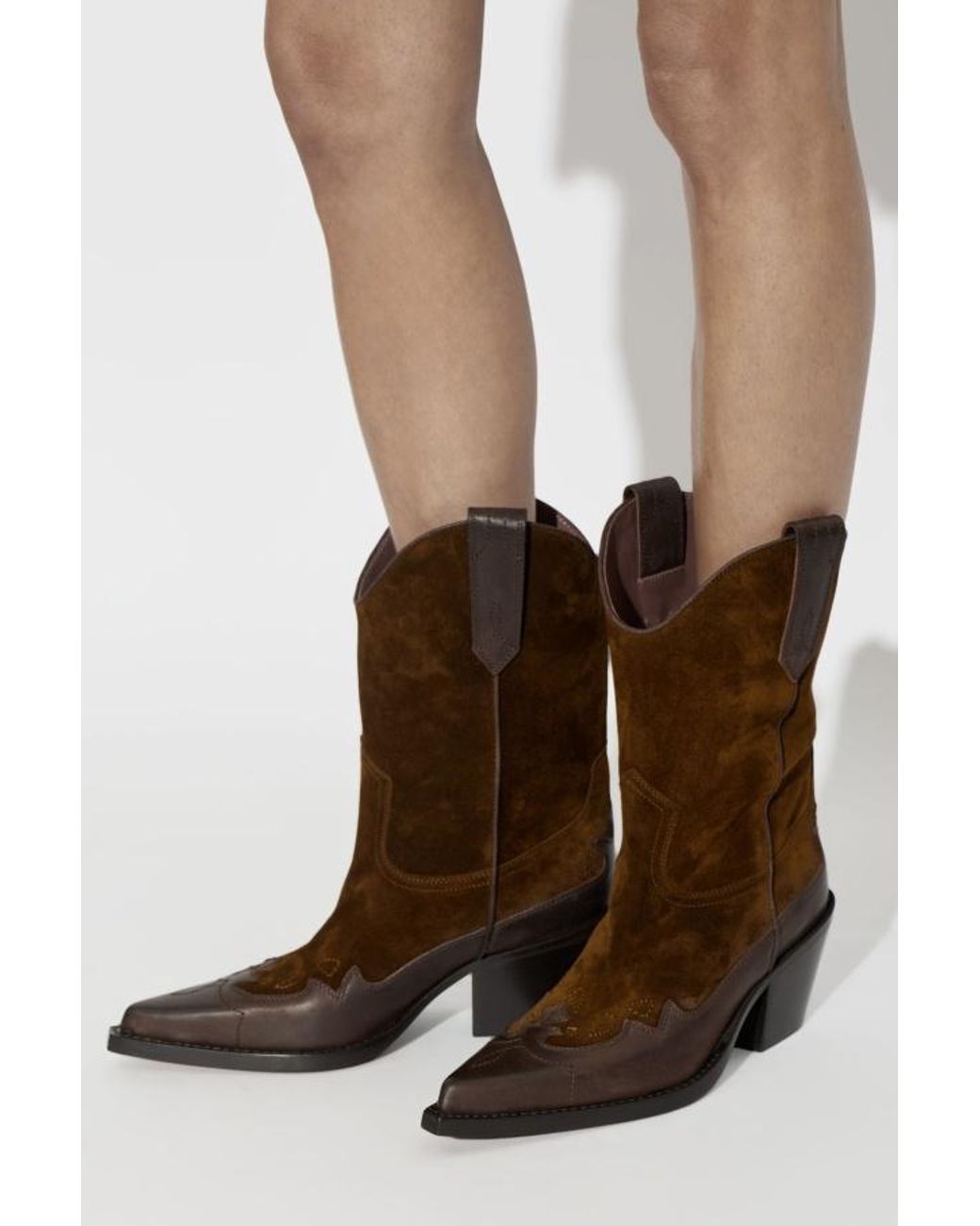 Paris Texas Brown Dakota 60 Western Ankle Boots