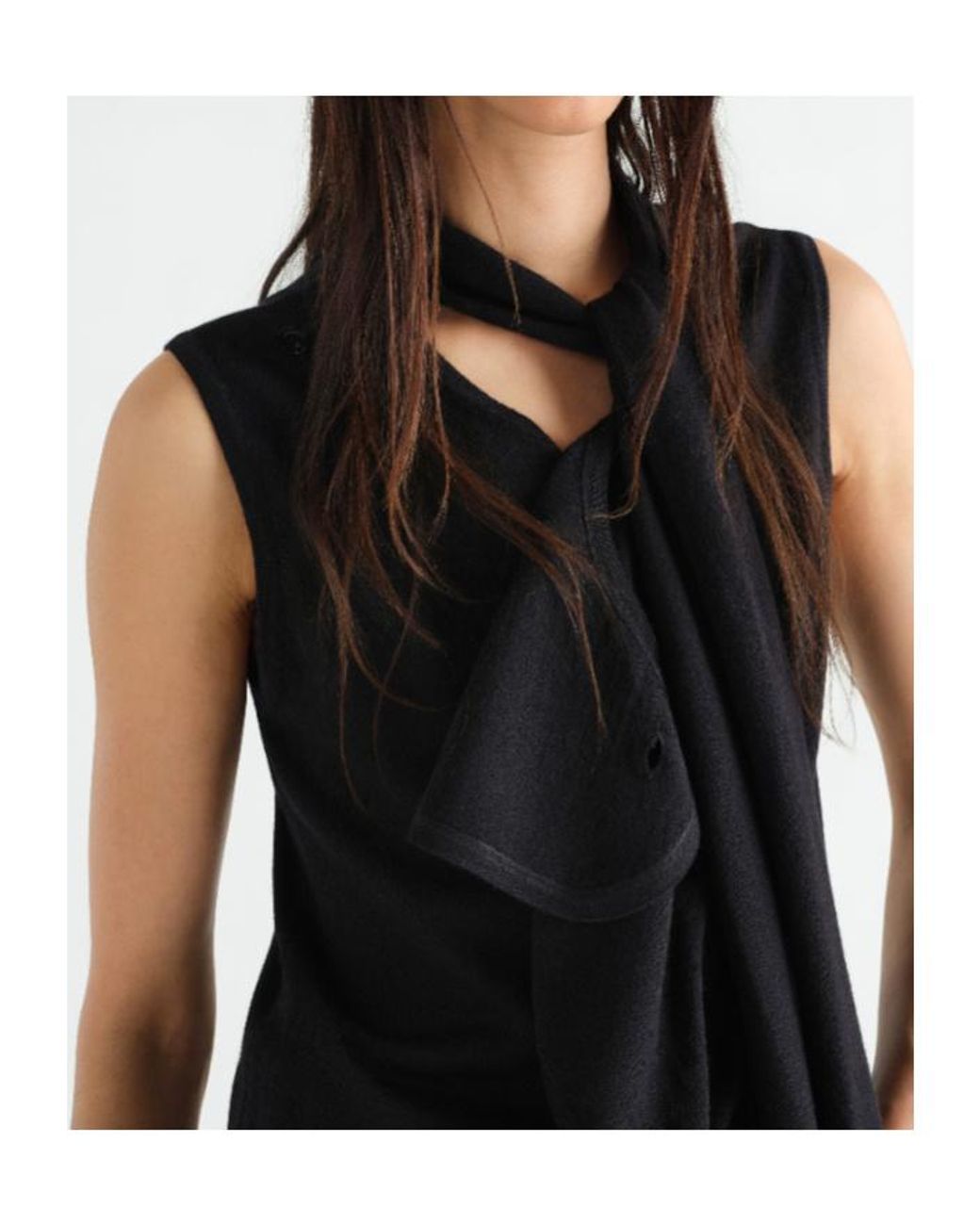 Lemaire Blue Scarf Detailed Sleeveless Cardigan