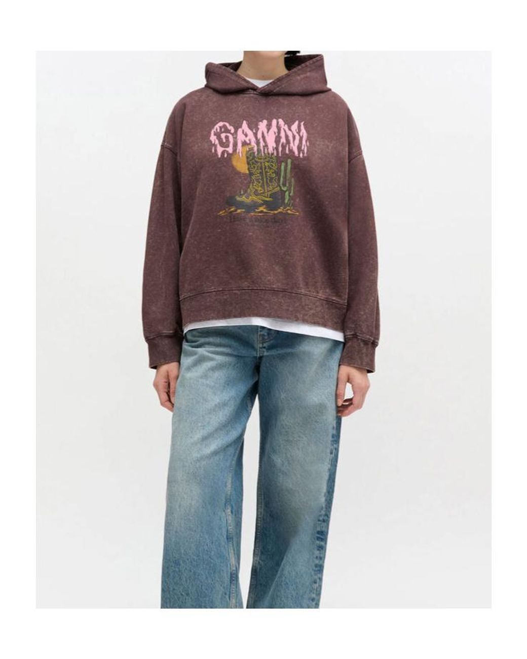 Ganni Brown Vintage Wash Hoodie