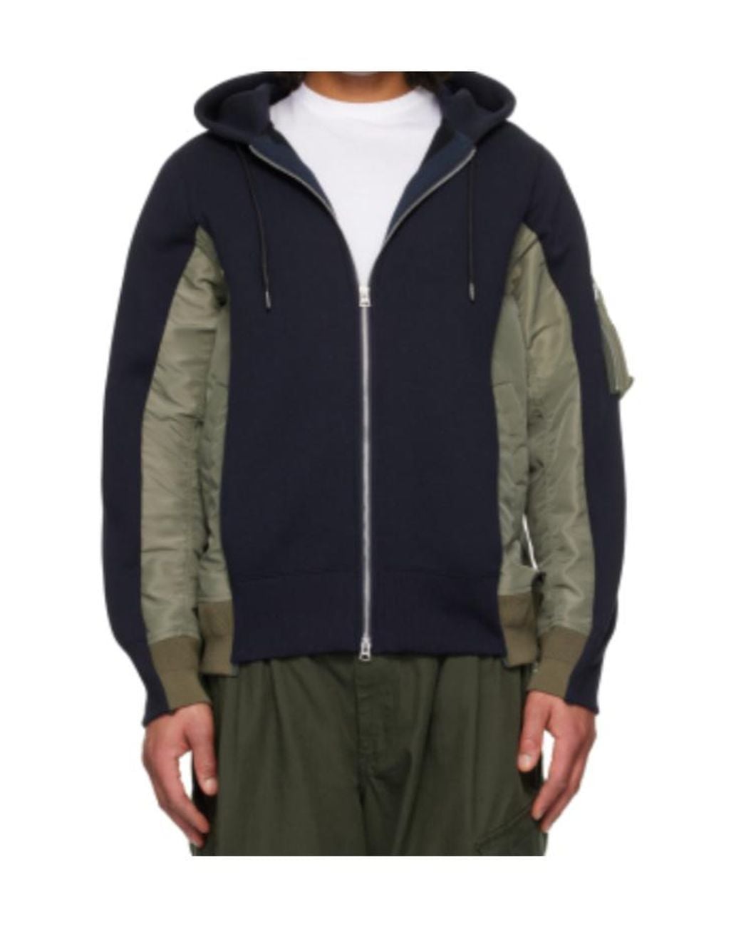 Sacai Blue Sponge Sweat Twill Hoodie for men