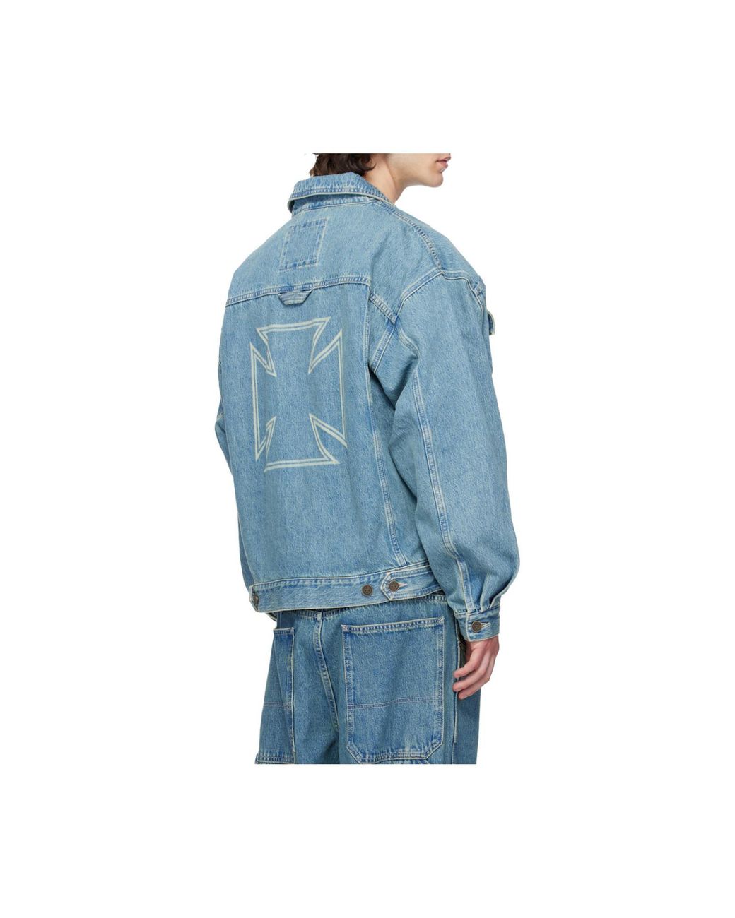 Vetements Blue Logo-Print Denim Jacket for men