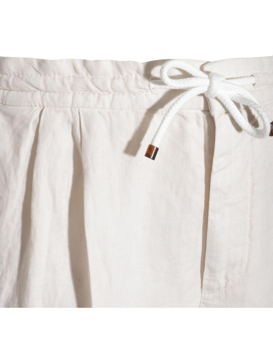 Brunello Cucinelli White Elasticated Waistband Drawstring Pants for men