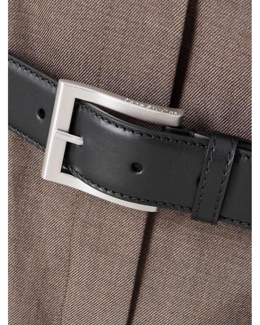 Acne Brown Belted Wool Wide-Leg Pants