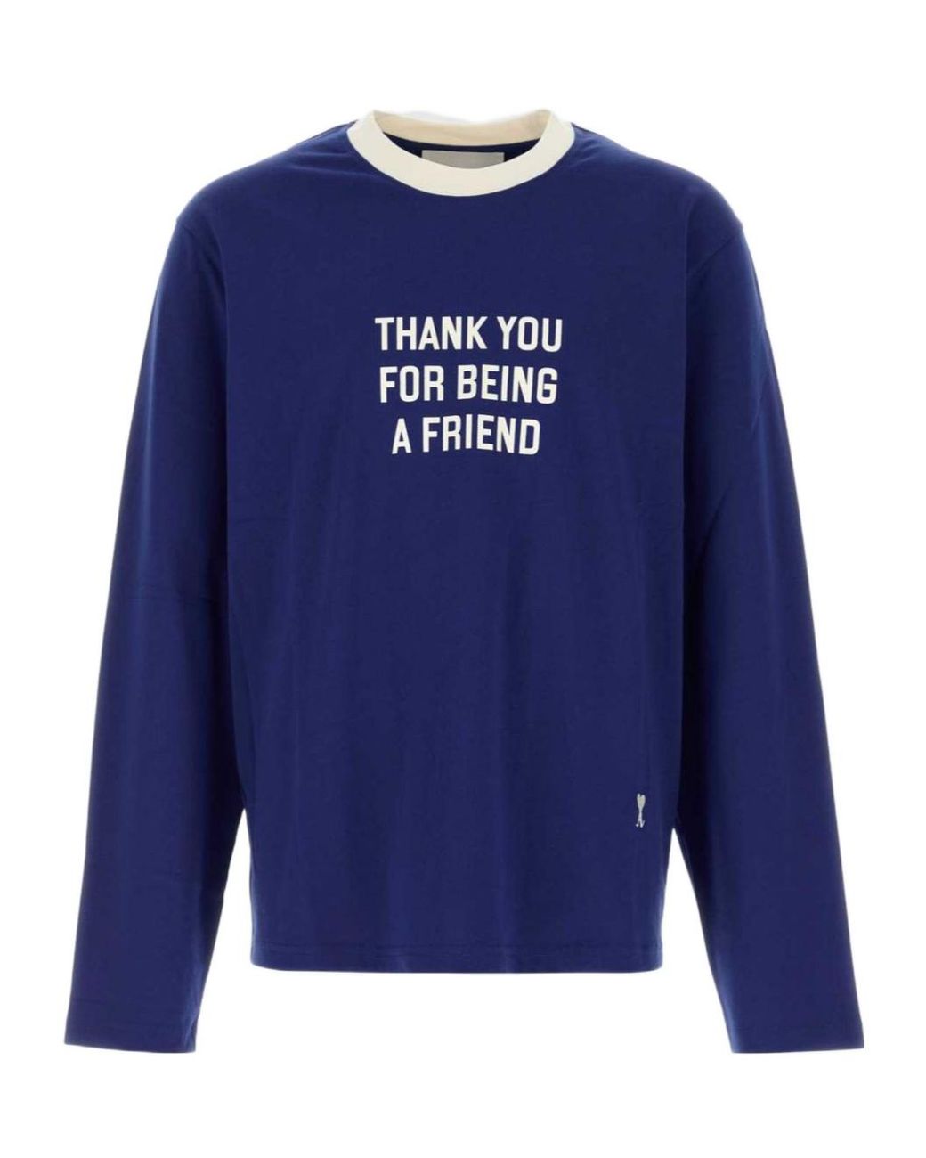 AMI Blue Long-Sleeved Crewneck T-Shirt for men