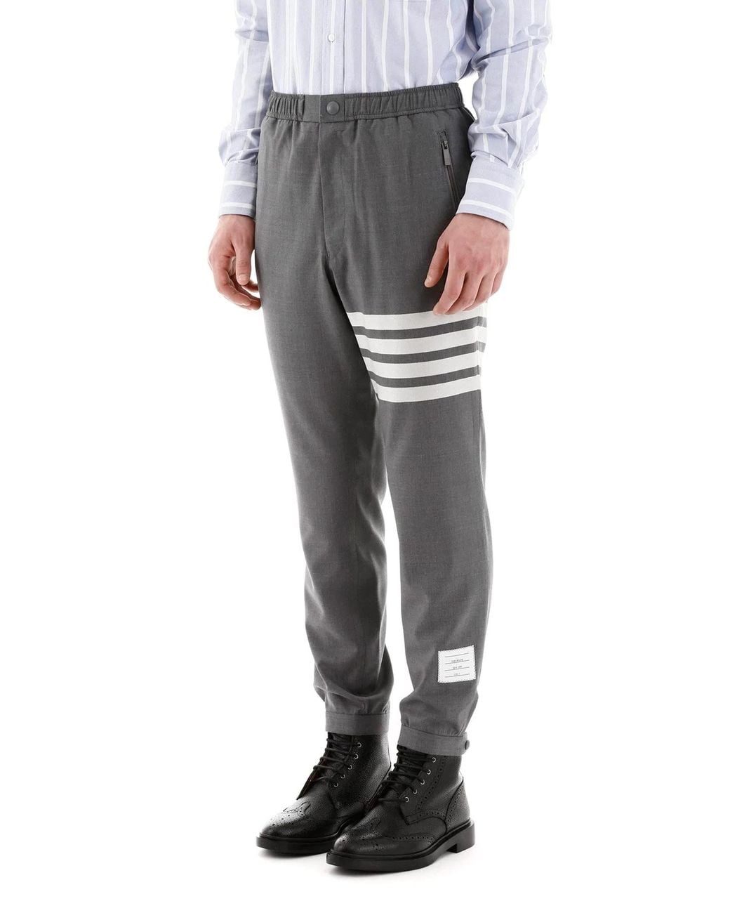 Thom Browne Gray Plain Weave Suiting Track Pants for men