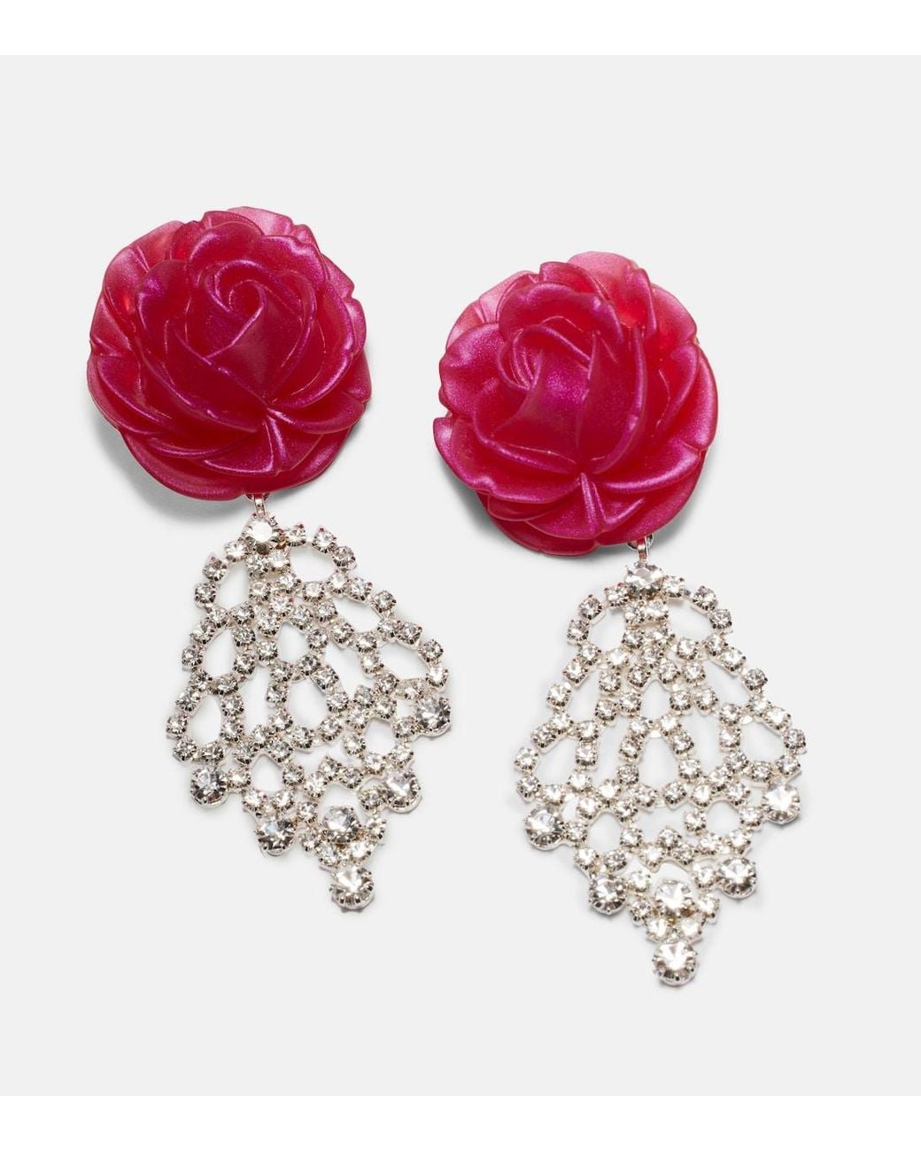 Magda Butrym Red Crystal-Embellished Floral Drop Earrings