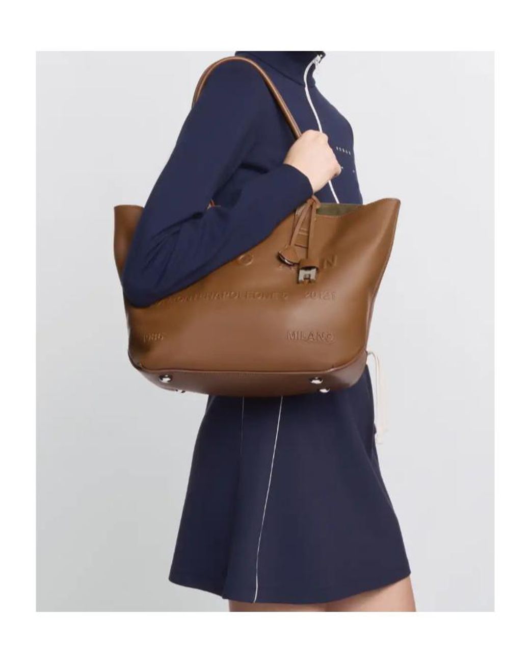Hogan Brown Small Address Shopping Bag