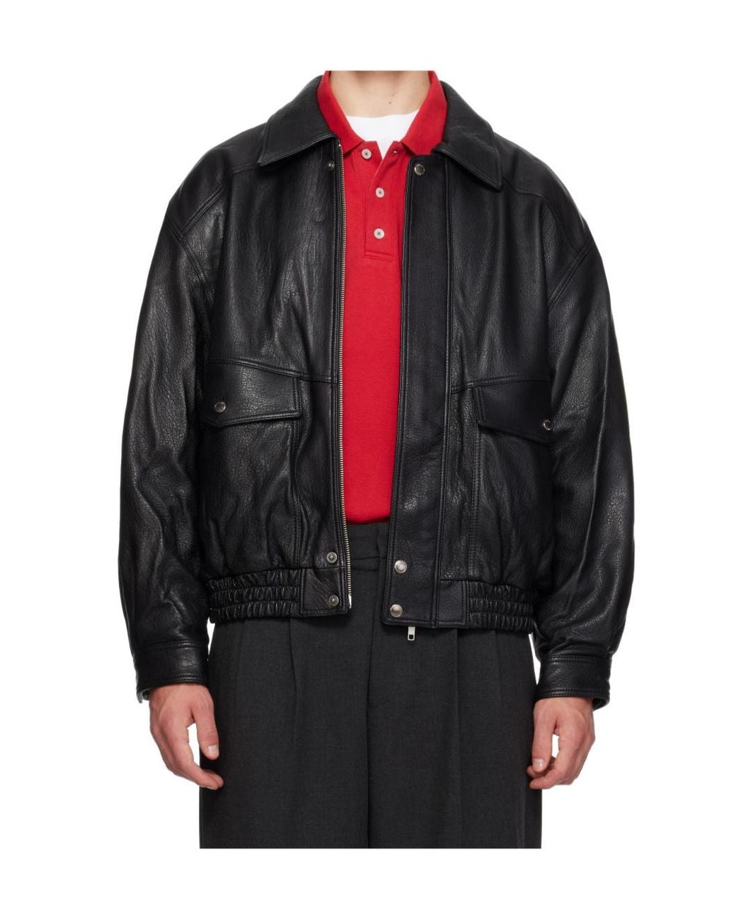 DUNST Black Oversized Leather Jacket