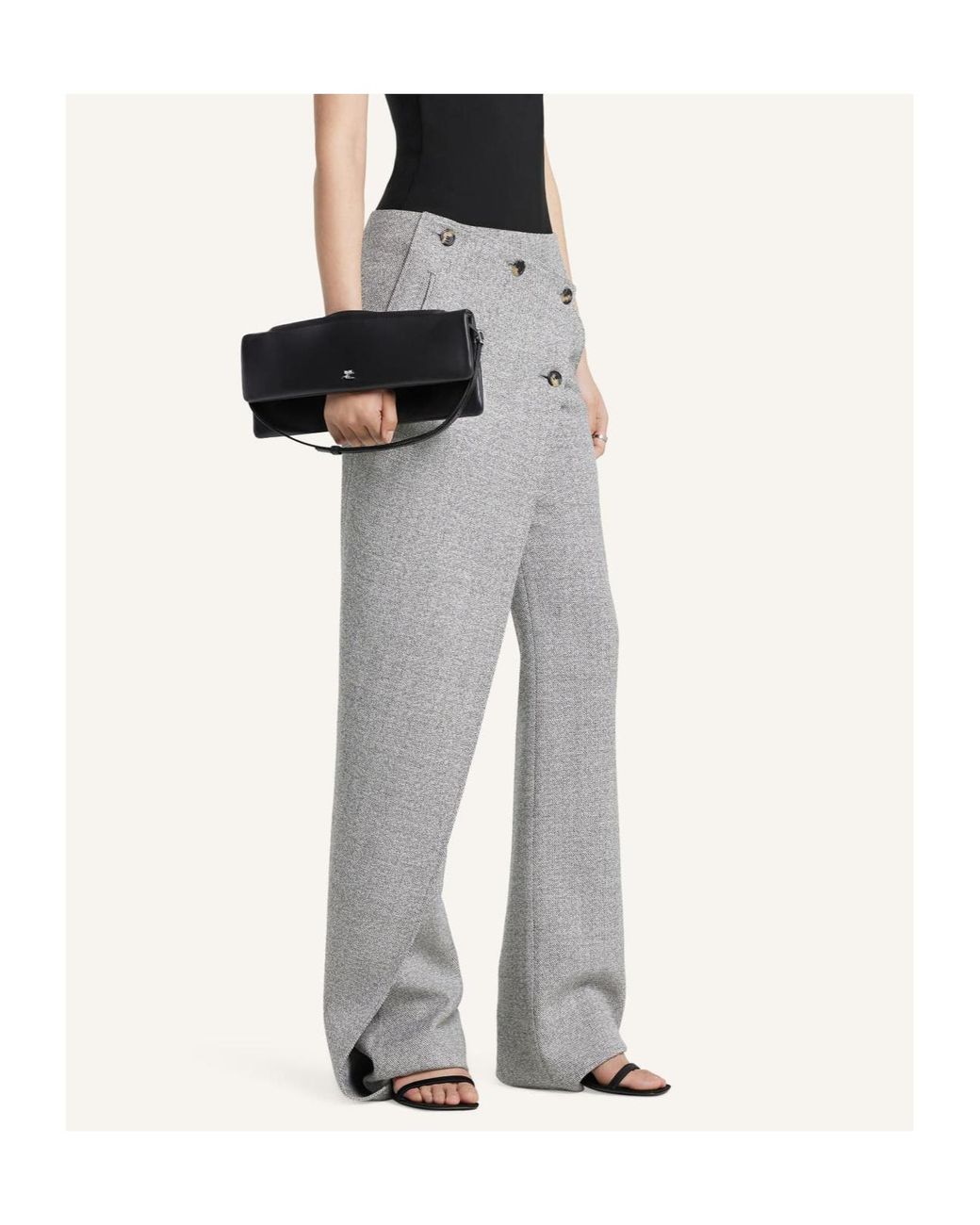 Courreges Gray Oblique Button Trousers