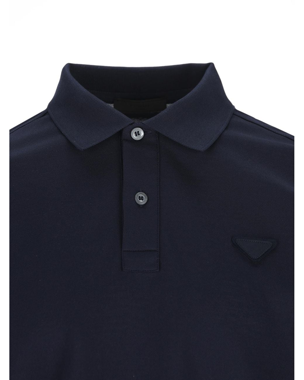 Prada Blue Triangle-Patch Short-Sleeved Polo Shirt for men