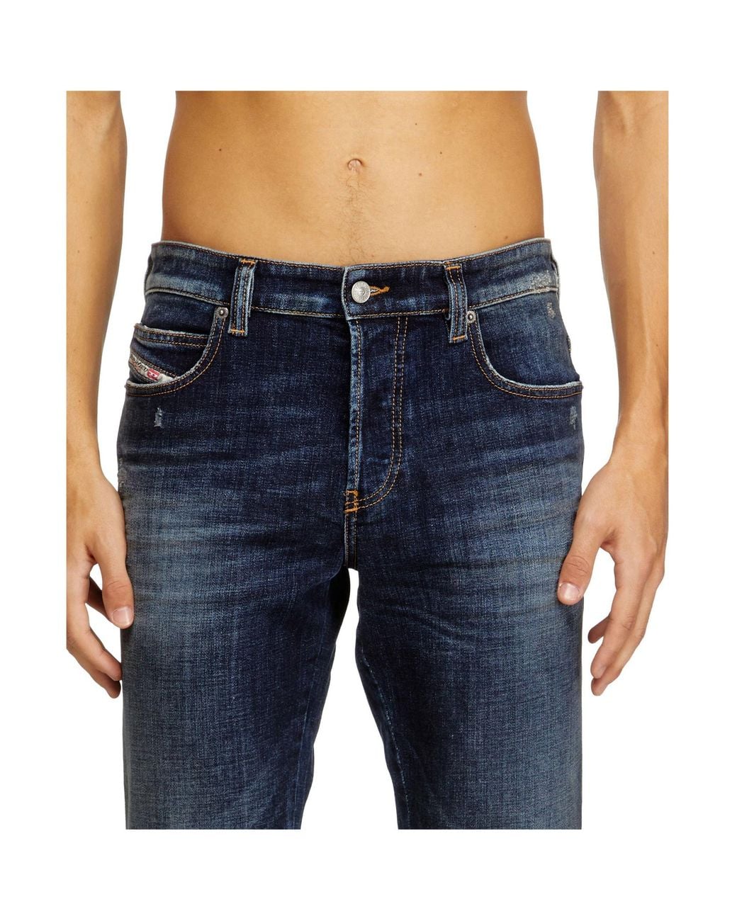 DIESEL Blue D-Vyl 0Adbn Button Slim Jeans for men