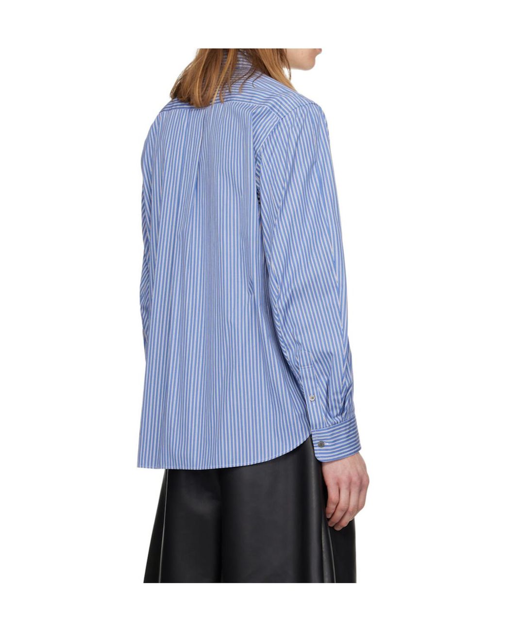 Sacai Blue Stripe-Print Poplin Shirt for men