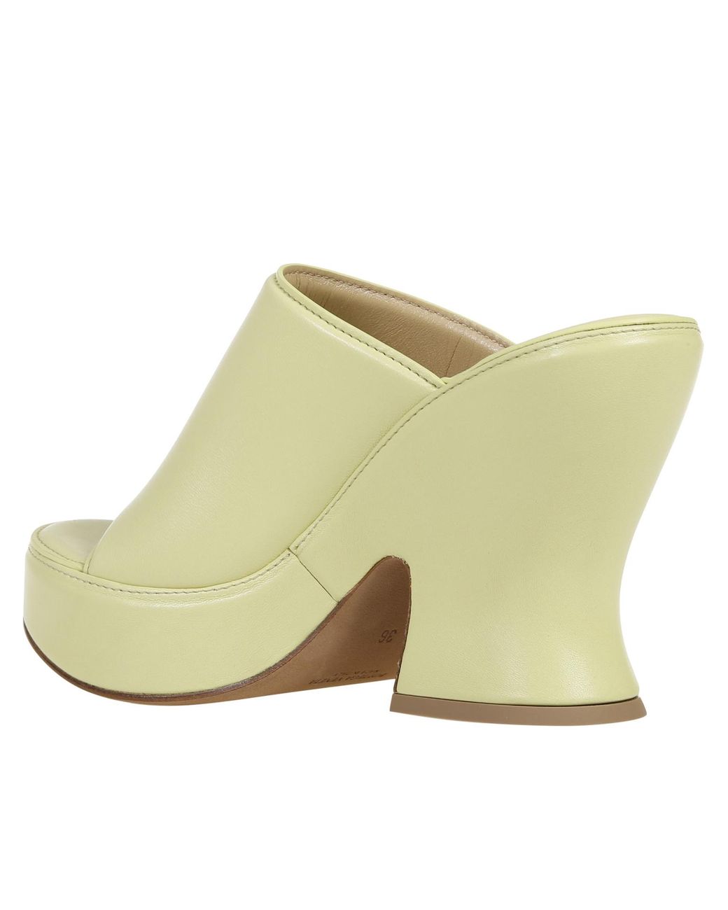 Bottega Veneta White Stack Wedge Mules