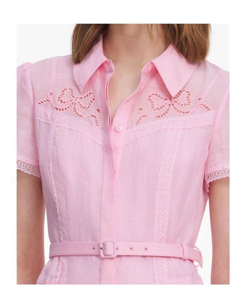 Self-Portrait Pink Embroidered Mini Dress
